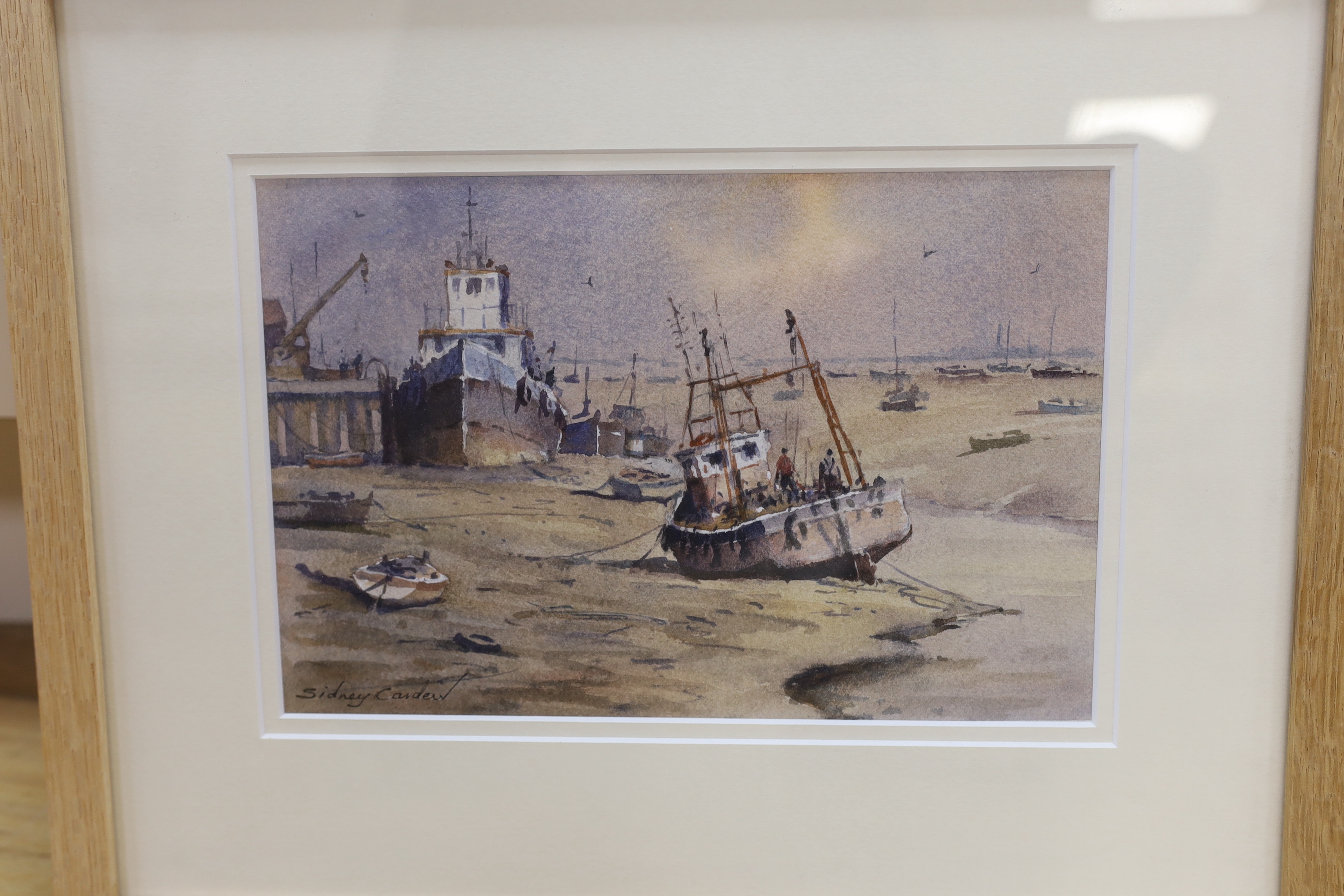 Arthur Bradbury (1892–1977), watercolour, 'Hastings', together with Sidney Cardew, watercolour, 'Leigh on Sea' and Edward William Cooke R.A., pencil heightened with white, 'Catalans', each signed, largest 18 x 28cm